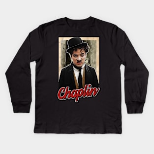 Charlie Chaplin Inspired Design Kids Long Sleeve T-Shirt